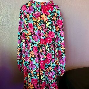Women’s Floral Long Sleeve Dress - Pink Multi